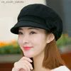 H7707 Kobiety Beret Hat Korean jesienne jesień zima ciepłe proste dzianinowe czapka dama na zewnątrz swobodne wysokiej jakości modne czapki vintage L230523