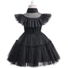 Robes fille 1-6 ans fête d'anniversaire moelleux maille Tutu robe Halloween carnaval noir soirée filles irrégulière princesse mariage