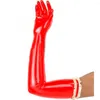 Party Supplies 26 Färger 2023 Faux Long Leather Gloves Fashion Women Design Sexig randig Lolita Halloween kostymmanten