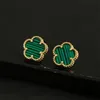 Stud Luxury S925 Silver Gold-Plated Five-Leaf Clover Five-Leaf Flower Earrings Star Lucky Jewelry Ladies Mors Day Gift 230620