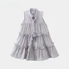 Robes fille 2023 été Cool 3-12 ans couleur unie confiant princesse sans manches blanc gris adolescentes couches robe de plage enfants