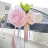 Flores decorativas 2pc Decoração de carro de casamento Maçanetas de porta de flor Espelho retrovisor Decore acessórios florais artificiais criativos Adereços de casamento