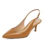 Sandálias femininas Odernee 3,5 cm clássicas foscas bico fino sem salto gatinho salto baixo sapatos elegantes para casamento