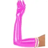 Party Supplies 26 Färger 2023 Faux Long Leather Gloves Fashion Women Design Sexig randig Lolita Halloween kostymmanten