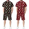 Herren-Trainingsanzüge est Hawaii-Hemd-Set für Herren, Weihnachten, 3D-Druck, kurzärmlig, Reversknopf-Hemd, Strand-Shorts, Anzug, lässiger Trend, Sommer-Outfits 230620