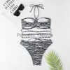 Costumi da bagno taglie forti da donna Sexy Zebra a righe Halter Bikini Set da donna String Around Costumi da bagno Costumi da bagno a fascia Costume da bagno Biquinis Bikini 2023 Mujer x0621