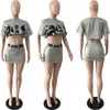 Summer Women Tracksuit 2023 Fashion Clothes Two Piece Set Trendy Letter Printing Short Sleeve Crop Top t Shirt and Mini Skirt 2pcs Casual Sports Suit