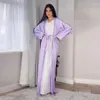 Abbigliamento etnico Cardigan Abito Abaya musulmano Raso di seta di Dubai Solido Manica a pipistrello Caftano Kimono aperto allentato casual Turco islamico