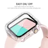 Diamentowa okładka dla Apple Watch Case 45 mm 41 mm 44 mm 40 mm 42 mm 38 mm 38 mm temperowany szklany zderzak ochronę ekranu Iwatch Series 7 SE 6 8 5 z pudełkiem detalicznym