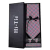 Bow Ties Hi-Tie Red Houndstooth Plaid Necktie For Men Blue Luxury Men's Tie Set Silk 8.5cm Large Fashion Hanky Cufflinks Quality