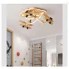 Plafoniere Lampadario Led Arte Lampada a sospensione Luce in legno Apparecchio per bambini Colore grezzo Camera dei bambini Camera da letto In