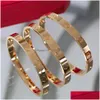 Bransolety Bangle Nai For Women Mens Bransoletka Projektantka Bejleria z cyrkonem Rose Gold Sier Sier Titanium Stal Men Love 6mm Dhquj