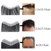 Bangs V Form pannan Mänsklig hårlinje frontala hårstycke för män med band Brasilianskt naturligt hårbyte för skallighet icke-remy 230620