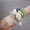 Dekorative Blumen Künstliche Seide Rose Blume Braut Handgelenk Corsage Schwester Frauen Hand Hochzeit Party Dekoration