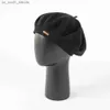 COKK Béret Femmes Chapeau Été Printemps Mode Casual Respirant Fil De Coton Tricoté Peintre Cap Couleur Unie Étiquette En Cuir Gorros L230523