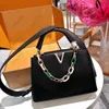 10A Quallity Luxurys Bag Bag Womens Capucines MM حقيبة جلدية حقيقية محفظة Crossbody أكياس التسوق أكياس الكتف حقائب اليد محفظة حقيبة تحمل حقيبة 2 الحجم