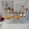 100pcs/lot 60ml 120ml 150ml 250ml Empty frosted plastic bottle with bamboo cap and cream jar cosmetic containersgoods Prghu