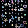 New Iridescent Mermaid Birthday Banners Under The Sea Party Hanging Decorations Starfish Jellyfish Paper Garlands Baby Shower Girl