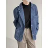 Men's Suits Blazers Men Loose Suit Collar Striped Denim Jacket Male Spring Autumn Single Breasted Long Sleeve Casual Jeans Coat