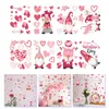 Wall Stickers 8 Sheets Valentine's Day Gnomes Decals Window Clings Decorations Removable Sticker