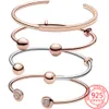 2023 Vrouwen Sterling Zilver Pandora Bedel Open Armband Rose Goud Pav Party Sieraden Bedel Zomer Armband Mode Universele Armband voor Vrouwen