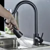 Torneiras de cozinha Cool Black Pia Material de aço inoxidável Torneira de rotação de 360 graus O design pode ajustar livremente a forma da água