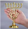 Chanoeka Menorah Ornament 7 Tak Vergulde Joodse Kandelaar Kandelaar Kandelaar