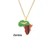 Colliers pendentif carte afrique collier en acier inoxydable pour femmes hommes gouttes d'huile côte d'ivoire Rwanda egypte ouganda bijoux