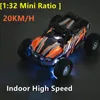 1:32 Mini veículo off-road com controle remoto 20 KM/H Modo de mudança de velocidade dupla Faça você mesmo Pista Luzes LED Design portátil Brinquedos de carro de corrida RC