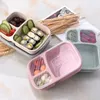 Dinnerware Sets Portable Storage Container Wheat Straw Bento Box Student Sanitary 3 Grid Microwave Environmental Protection Without Spa