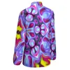 Bluzki damskie Hippie Blue Blue Pink and Yellow Modern Design Women Koszule Mody z długim rękawem