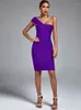 Повседневные платья одно плечо платье с повязкой Женщины фиолетовая биологическая вечеринка Элегантная сексуальная наряда в клуб дня рождения 2023 Летнее прибытие