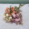 Flores secas de lujo Retro, rosa de seda Artificial, decoración del hogar para boda, otoño, ramo falso de alta calidad, accesorios de fotografía de hierba