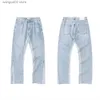 Jeans masculino Frog drift Moda Streetwear High Street ASKYURSELF OG Calças de ajuste limpo de cor clara Cross Denim Calças compridas jeans para homens T230621