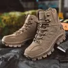 Calzado de senderismo HIKEUP Hombres de caña alta Botas de senderismo Zapatos de invierno al aire libre con cordones antideslizantes Deportes al aire libre Botas de trekking casuales Hombre Gamuza impermeableHKD230621