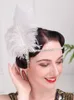 Hair Clips Wedding Accessories White Feathers Headdress Rhinestone Headpieces Women Party Fascinator Headband Clip For Bride