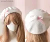 Mode japonais JK Lolita béret chapeau pour femmes filles laine Kaii nœud papillon feutre bonnet hiver chaud chapeaux L230523
