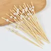 Nya 100st White Pearl Bamboo Food Fruit Picks Wedding Party engångskakan dessert cocktail pinnar buffé cupcake tandpetare spett