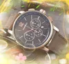 Populair herenhorloge, alle wijzerplaatwerk Eenvoudige luxe Populaire mannelijke stoffen lederen band Waterdichte business casual quartz chronograaf Militair topmodel horlogegeschenken