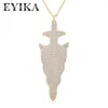Pendant Necklaces EYIKA Design Sword Necklace Big Small Size Gold Plated Cubic Zirconia For Women Men Creative Hip Hop Jewelry Gifts
