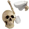 Toilettenbürstenhalter, Harz-Totenkopf-Bürste, gruseliges Skelett, Gothic-Badezimmer-Dekor, WC-Reinigungsschüssel-Set für Halloween-Dekoration, 38,1 cm, 230620