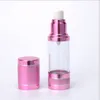 30 ml rose bleu bouteille sans air corps clair rose/bleu pompe couvercle pour lotionemulsion/sérum/essence soins de la peau paquet cosmétique