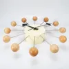 Horloges murales Art créatif boule de bois bonbons silencieux Quartz importation mouvement 33 cm décor à la maison Horloge montre pour salon cadeaux