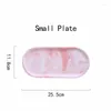 Plates Black Pink Gold-Plated Ceramic Marble Storage Tray European Fruit Dessert Breakfast Oval Plate Decoration Jewelry