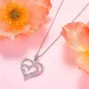 ペンダントネックレスHuitan Luxury Heart Necklace Women Silver Color Mom Love Trendy Jewelry Drop Shipへ