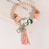 Charm Bracelets Silicone Keychain For Keys Tassel Wooden Beads Wrist Keyrings Bracelet Fashion Anti-lost Useful Women Men Keychains