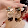 Stud Earrings Fashion Gold Silver Color Metal Round Long Drop Vintage Big Geometric Pendant Luxury Shiny For Women