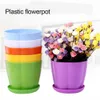 Sadzarki doniczki kwiat plastikowy stały kolor szeroki otwór płatkowy kształt rośliny Płaski dół Shattproof Flower Container Gardening Tools R230621