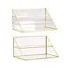 Jewelry Pouches Multifunctional Clear Glass Display Rack Nordic Counter Cosmetics Organizer For Earrings Eyebrow Brush Holder Box