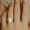 Solitaire Ring Kolmnsta 4CT koperen verlovingsring voor vrouwen Radiant Cut Cubic Zirconia Wedding Band CZ Promise Anniversary Ring Maat 4-11 230620